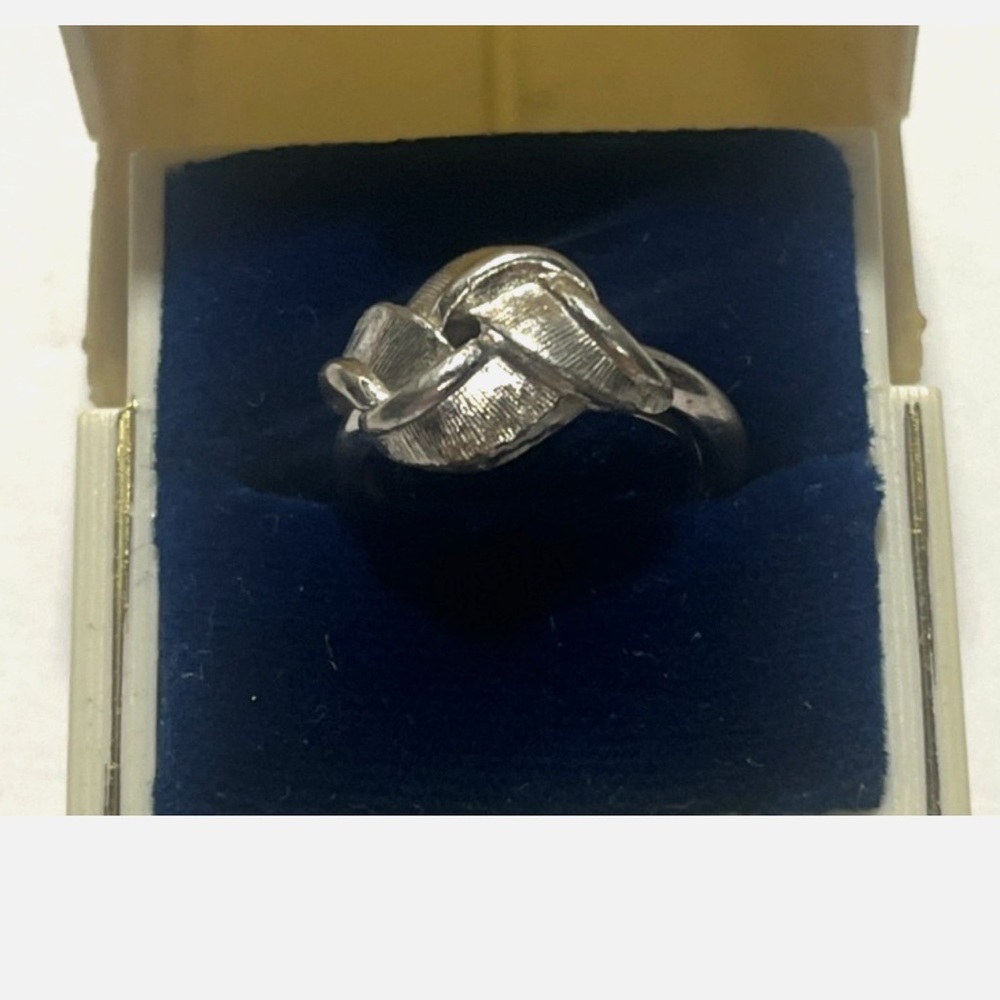 Vintage Avon Silver Tone Textured Knot Ring Adjustable